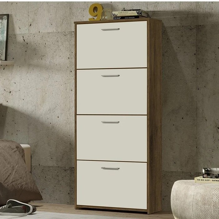 Sapateira Carol 4 Portas Basculantes - Jequitibá/Off White - J&A Móveis