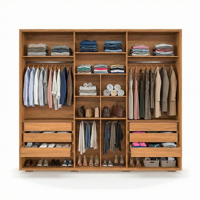 Guarda-Roupa 6 Portas Concept 2.7 Robel MDF Freijó com Off White 2,76 m