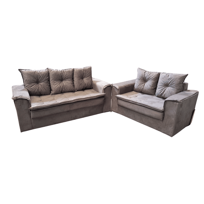 Conjunto de Sofá 3 e 2 Lugares Malu Estofados Delta - Grafite