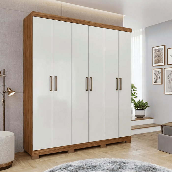 Guarda-Roupa Casal Em MDF 6 Portas Panan Milena Cinamomo/Off White