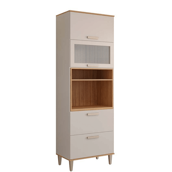 Paneleiro de Cozinha Bella 1 Forno c/1 Gaveta e 3 Portas Basculantes 70 cm Off White/Freijo - MGM