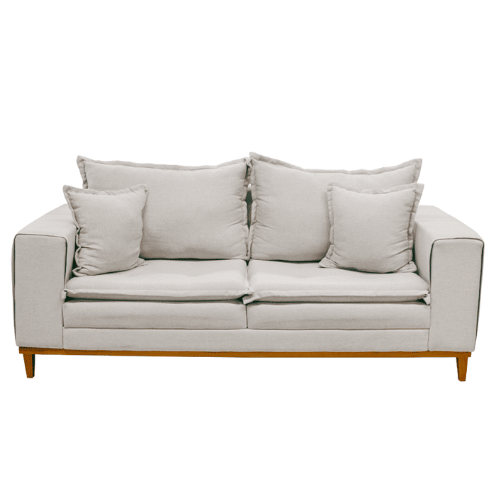 Sofá Búzios 3 Lugares 2,00m com Pillow – Assento em Espuma D33 e Pés de Madeira - Grafite - Design