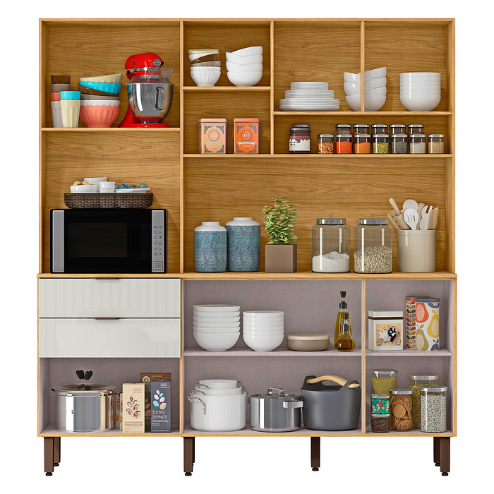 Armário Kit Cozinha Boreal 7 Portas 2 Gavetas Marrocos Off White – MX Móveis