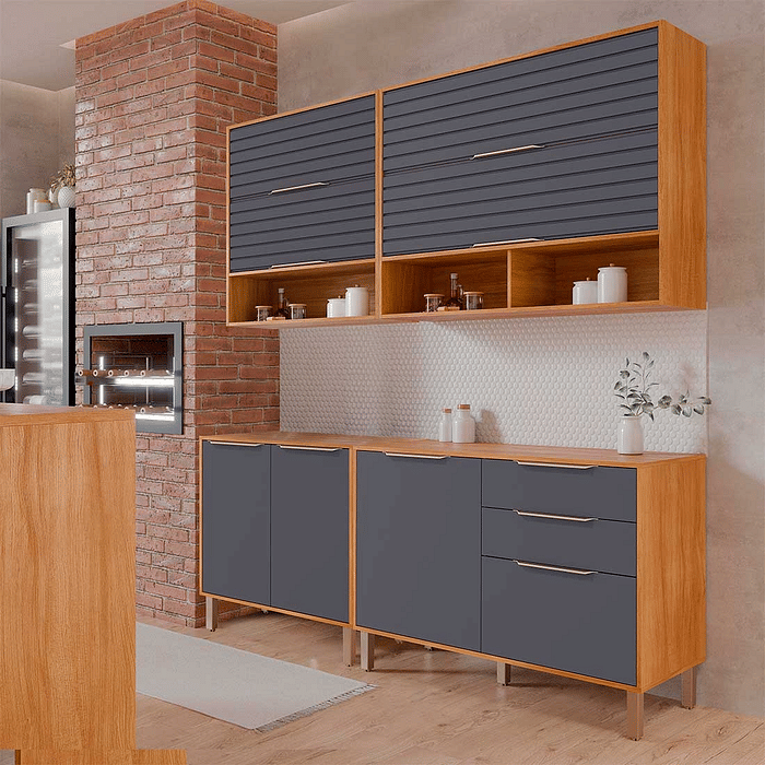 Cozinha Esplendida 4 Módulos 100% MDF Cinamomo/TItatio - MGM Móveis