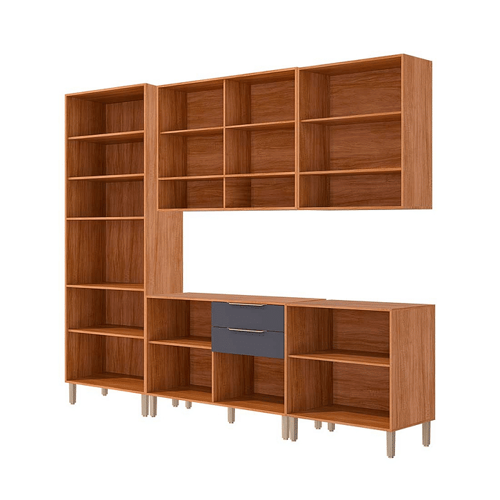 Cozinha Completa Modulada em MDF 5 Módulos MGM Esplêndida Cinamomo/Titanio