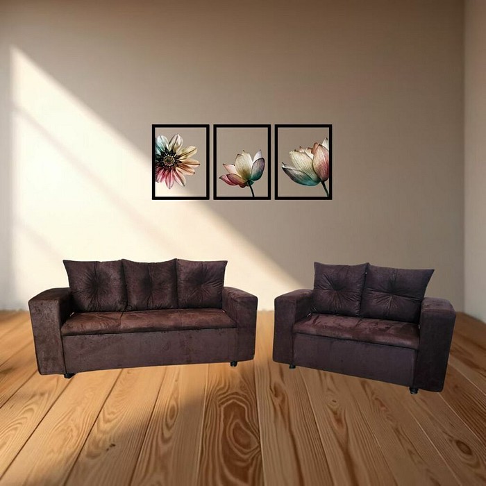 Conjunto de Sofá 3 e 2 Lugares Malu Estofados Ilhéus - Marrom