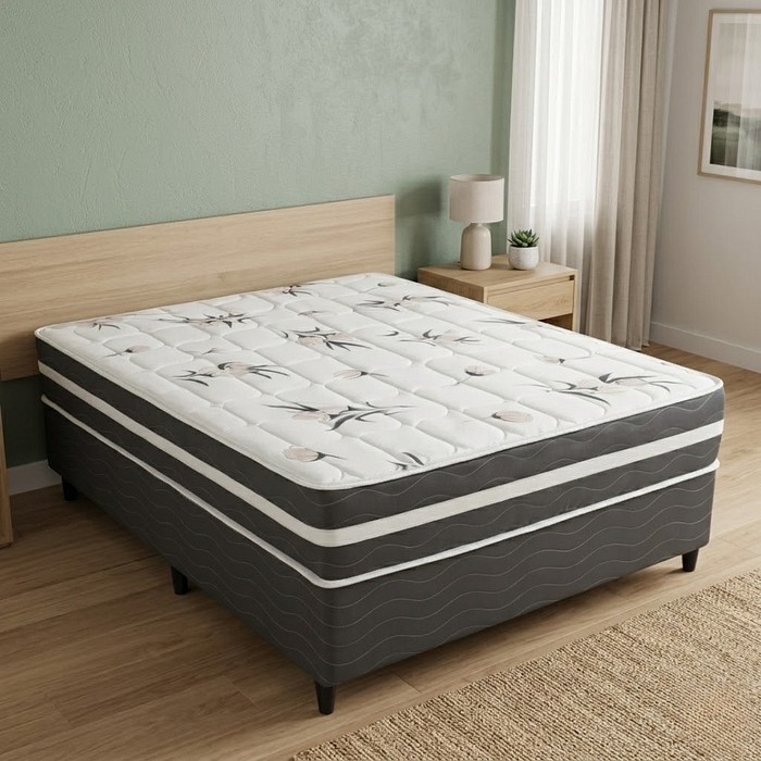 Conjunto Box Viena Casal (Base+ Colchão) Molas Ensacadas 138x188x52