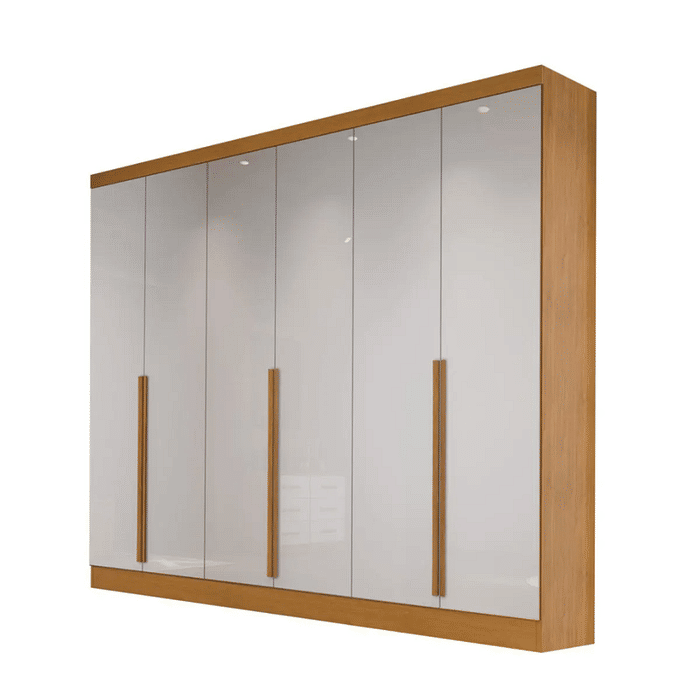 Guarda-Roupa Casal Curitiba 100% MDF 6 Portas Nature/Off White - Bianchi Móveis