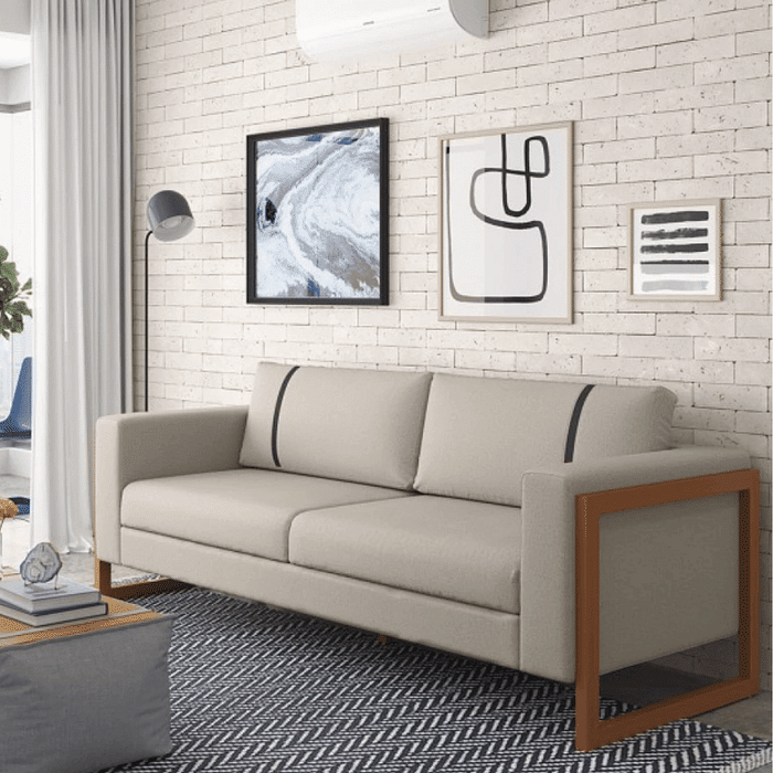 Sofá 4 Lugares Lin 230 Linho Areia - Pereira Móveis
