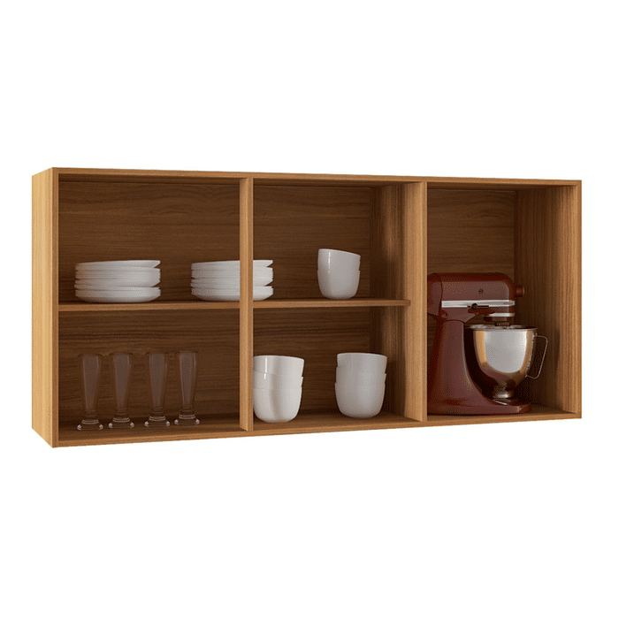 Armário Aéreo de Cozinha 3 Portas, Mila 120cm - Fiorello - Freijó/Grafite