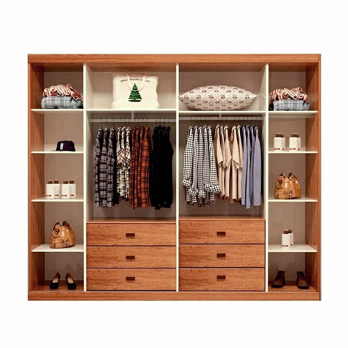 Guarda-Roupa Casal em MDF 6 Portas Bom Pastor Mary Naturall com Off White