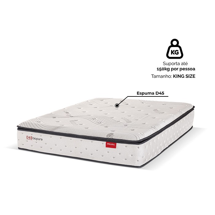 Colchão D45 Biopure Pillow Top King 193x203x30 Reconflex