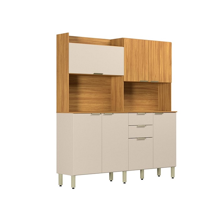 Kit Cozinha Compacta Pitaya 07 Portas e 2 Gavetas Demóbile - Cinamomo/Off White