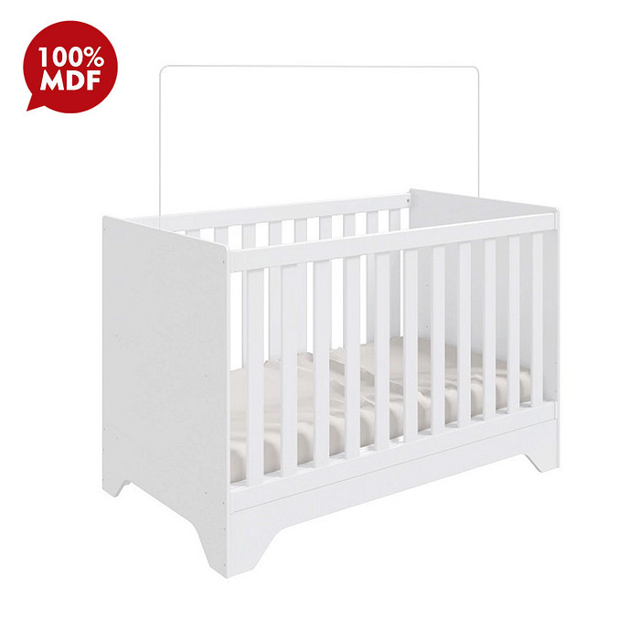 Berço Mini Cama 3 em 1 Americano MDF Popy Retrô Branco - Móveis Peroba