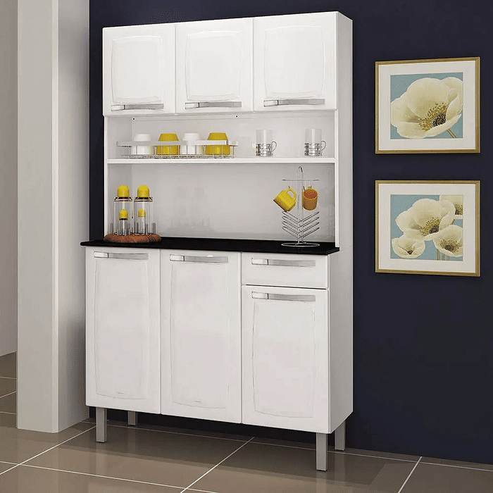 Kit Cozinha Itatiaia Rose 6 Portas 1 Gaveta Branco – Modelo I3G1-105