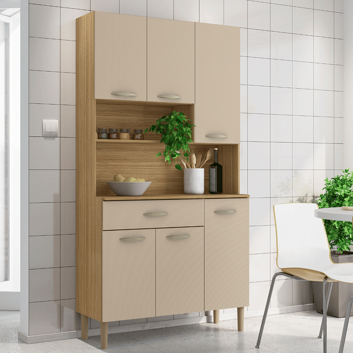 Armário de Cozinha Kit 6 Portas Kits Paraná Apolo Freijo/Vanilla