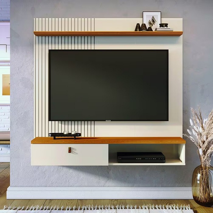 Painel/Bancada Suspensa para TV 55 Polegadas Madetec Íris Cinamomo/Off White