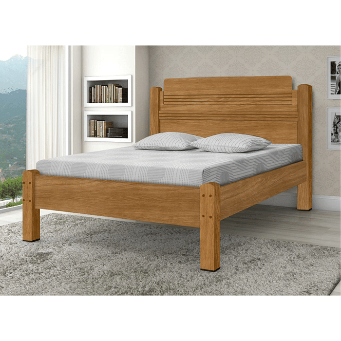 Cama Casal em MDF Paris Nature - Gabrielli Móveis