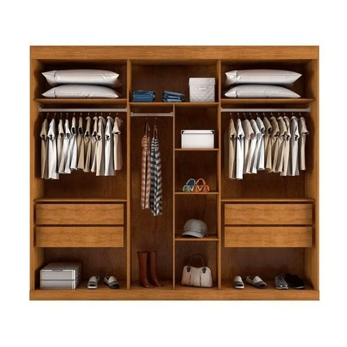 Guarda-Roupa Casal Curitiba 100% MDF 6 Portas Nature/Off White - Bianchi Móveis
