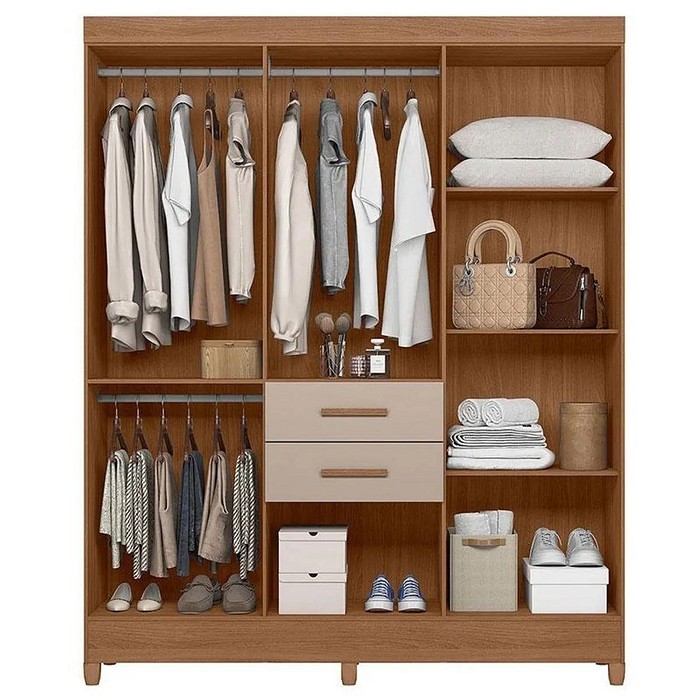 Guarda Roupa Casal Malta com 7 Portas e 2 Gavetas Carvalho/ Fendi - Moval Moveis