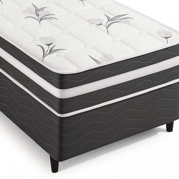 Conjunto Box Viena Solteiro (Base+ Colchão) Molas Ensacadas 88x188x52