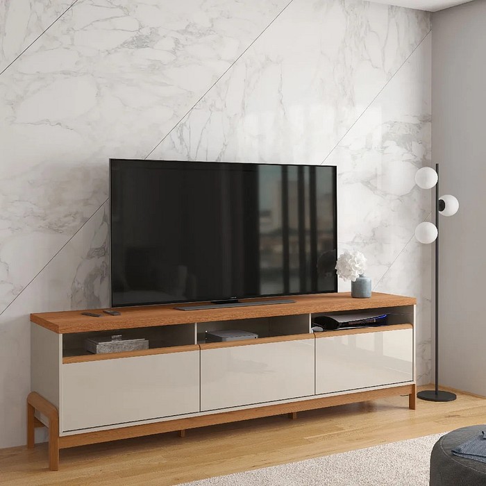 Rack Bancada Elegance 2.1 Off White New Jequitibá - Lukaliam Móveis