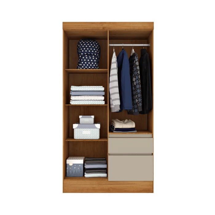 Guarda-Roupa Solteiro 4 Portas 2 Gavetas Oregon Cinamomo/Off White com Pés - Tcil Móveis 