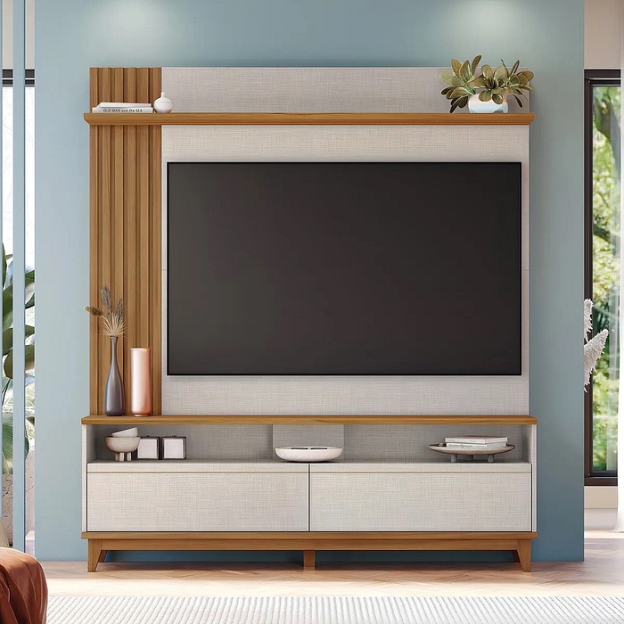 Estante Home NT 1335 Para Tv Até 65" Of White Tx/Freijó Trend Notável Móveis
