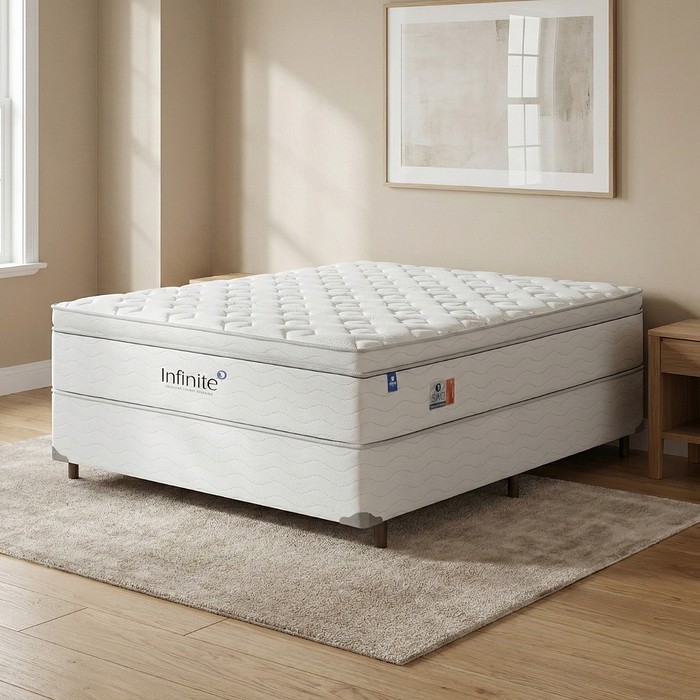 Conjunto Base Box com Colchão Casal Molas Ensacadas Sonos Infinite 138X188X64