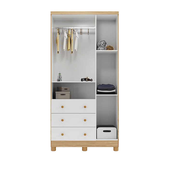 Guarda-Roupa Infantil em MDF 3 Portas Moveis Peroba Uli Amendoa/Branco