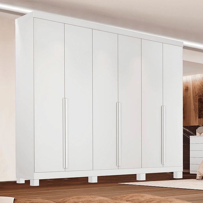 Guarda Roupa Casal Master 270 6 Portas, 100% MDF cor Branco - Bianchi