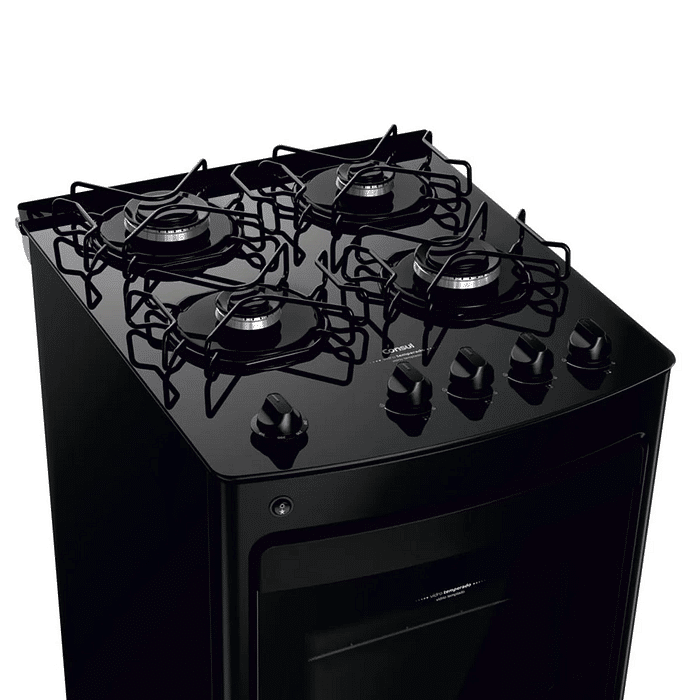 Fogão 4 Bocas Consul com Mesa de Vidro e Acendimento Automático CFO4VBE - Preto