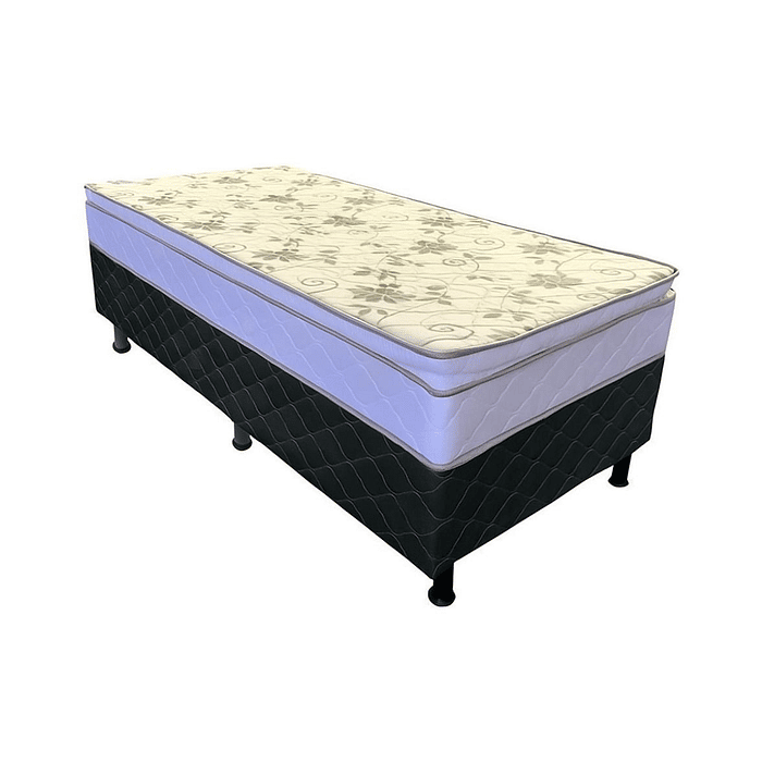 Cama Box Solteiro Conjugada 88x188x62 Malu Charm Preto