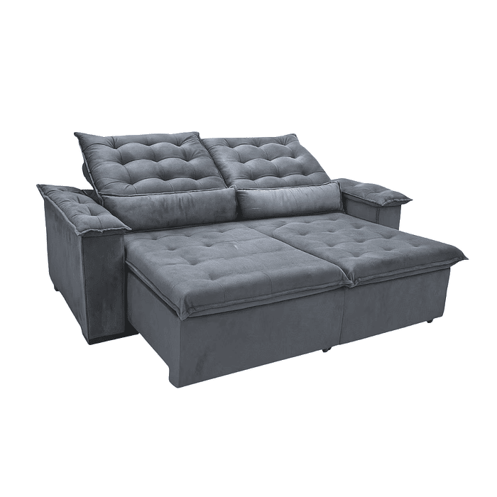 Sofá Retrátil Reclinável Dcore Veneza 210cm 2 Módulos Gráfite 