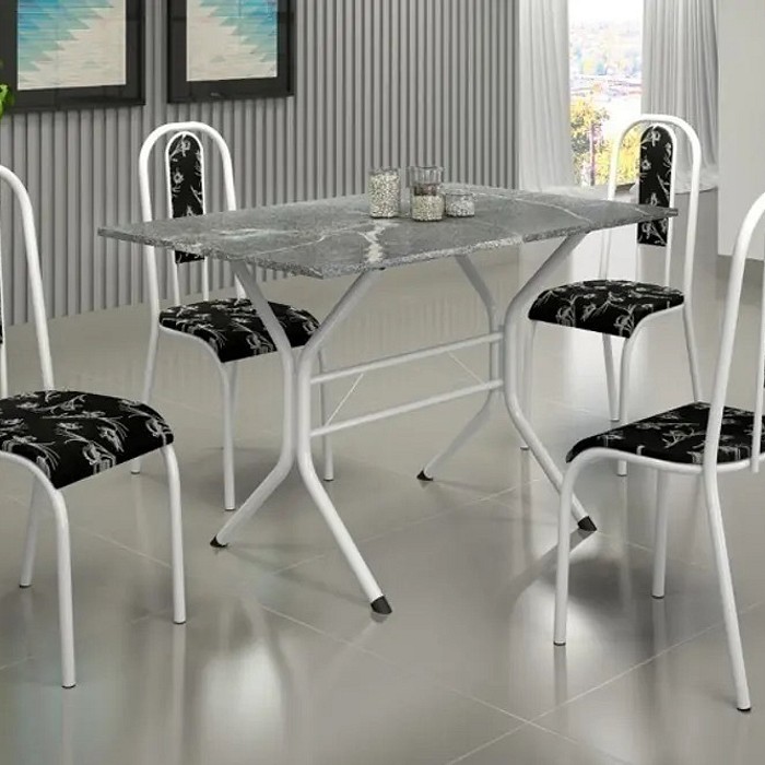 Conjunto de Mesa Teixeira Cabo Frio com 4 Cadeiras Lisboa Branco 120x75