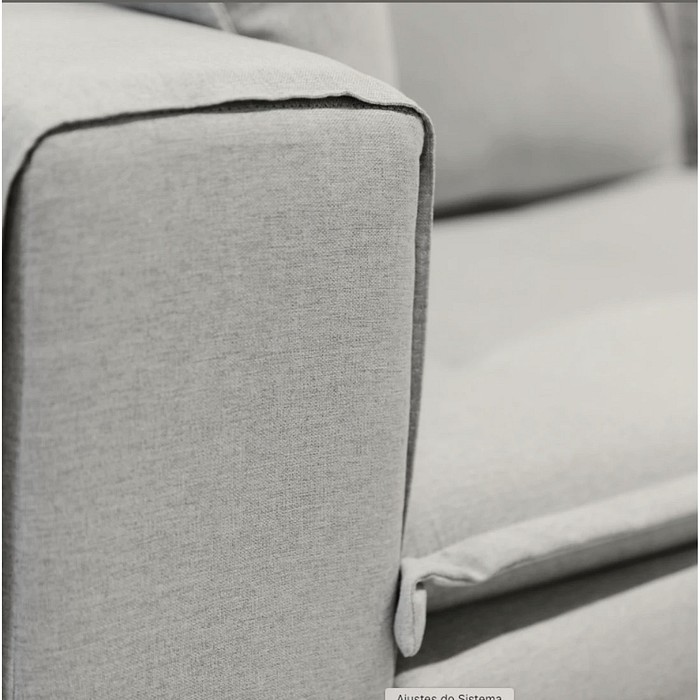 Sofá Búzios 3 Lugares 2,00m com Pillow – Assento em Espuma D33 e Pés de Madeira - Cinza - Design