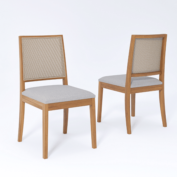 Conjunto 02 Cadeiras Cimol Buriti Natuame Madeira Tauari - Linho/Cinza
