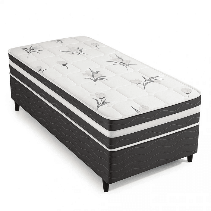 Conjunto Box Viena Solteiro (Base+ Colchão) Molas Ensacadas 88x188x52