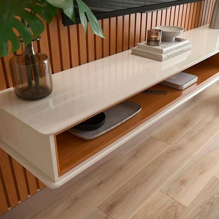 Painel Ripado Home 1.6 para TV até 65 Polegadas Detroit Nature/Off White - Tebarrot