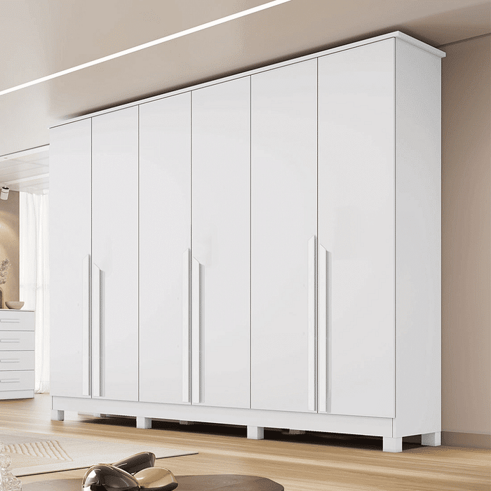 Guarda-Roupa Casal 100% MDF 6 Portas Bianchi, Bianca, Branco