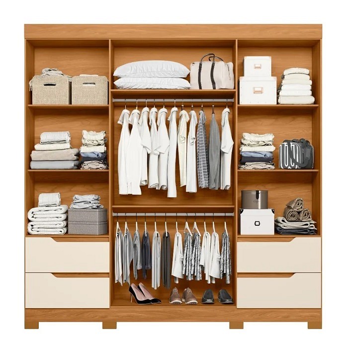 Guarda-roupa Casal 4 Portas 4 Gavetas Albatroz Vivacce Carvalho Grife/Off White