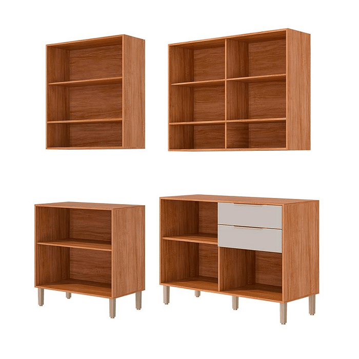Cozinha Esplendida 4 Módulos 100% MDF Cinamomo/Off White - MGM Móveis