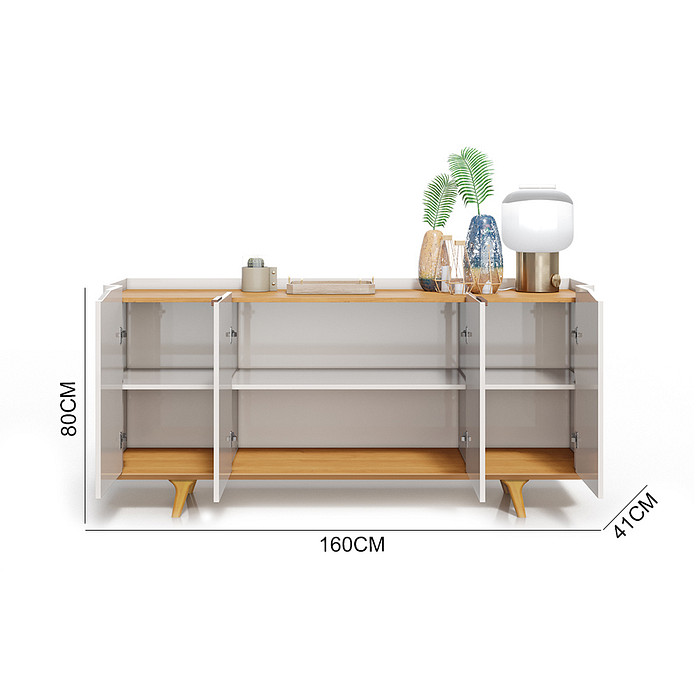 Buffet para Sala 4 Portas Imcal ARC 1.6 Off White/Nature 