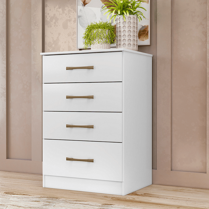 Cômoda para Quarto Com 4 Gavetas Moval MS913 Branco