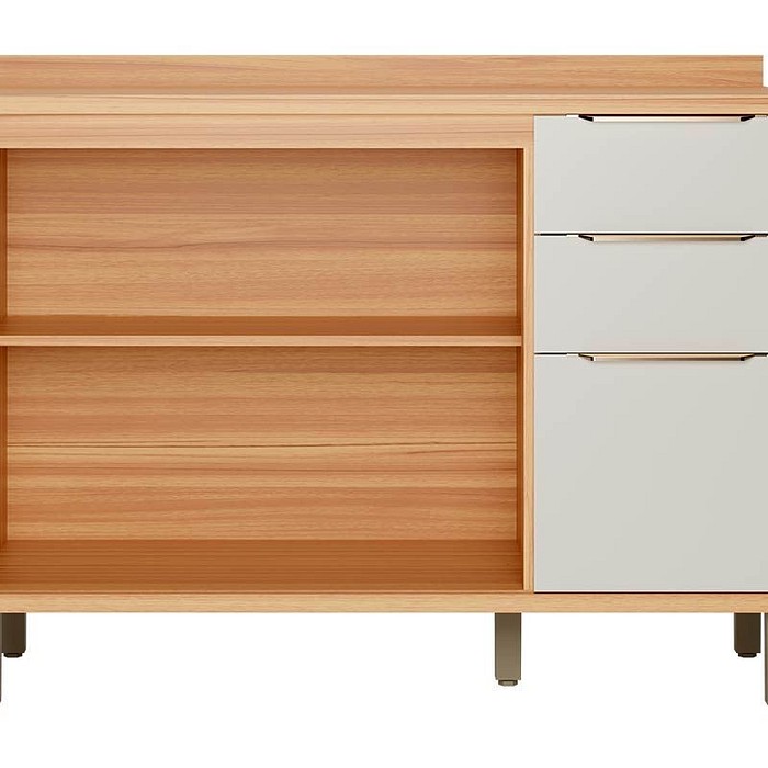 Balcão de Cozinha 100% MDF Sauvignon 2 Portas e 3 Gavetas p/ Pia c/Tampo 120cm Amendoa/Off White - Ronipa