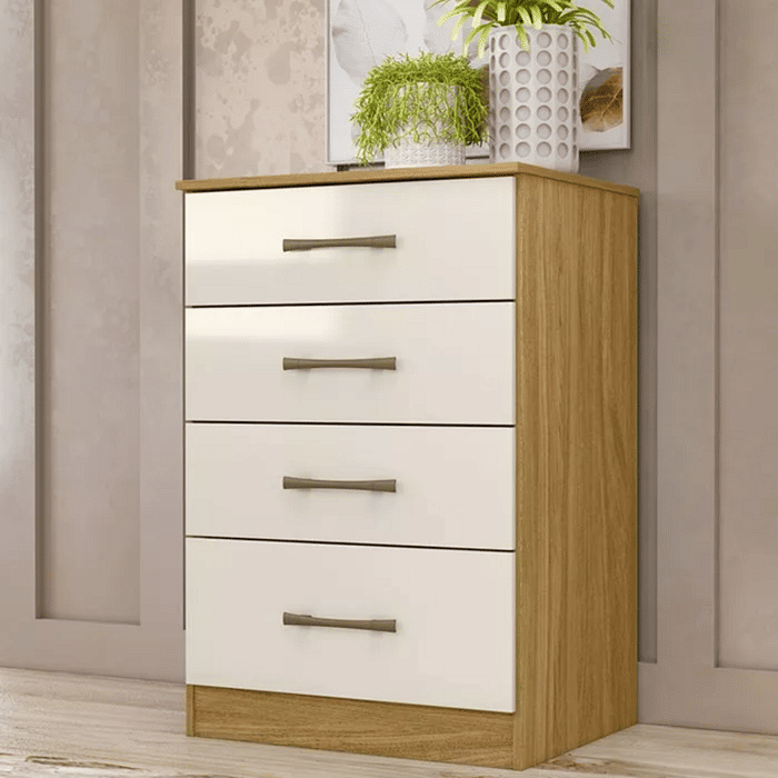 Cômoda para Quarto Com 4 Gavetas Moval MS913 Freijó/Off White