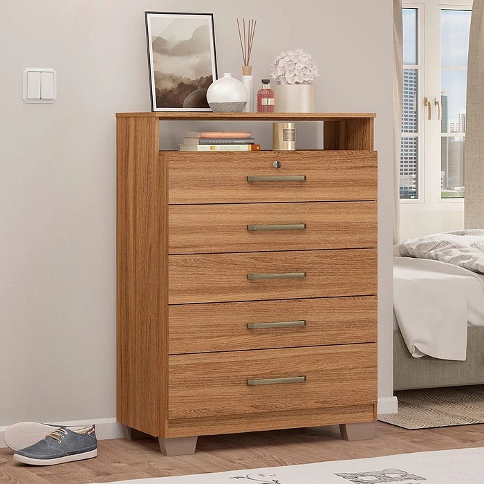 Cômoda Triunfo com Chave Demóbile 5 Gavetas  – Amendola Touch