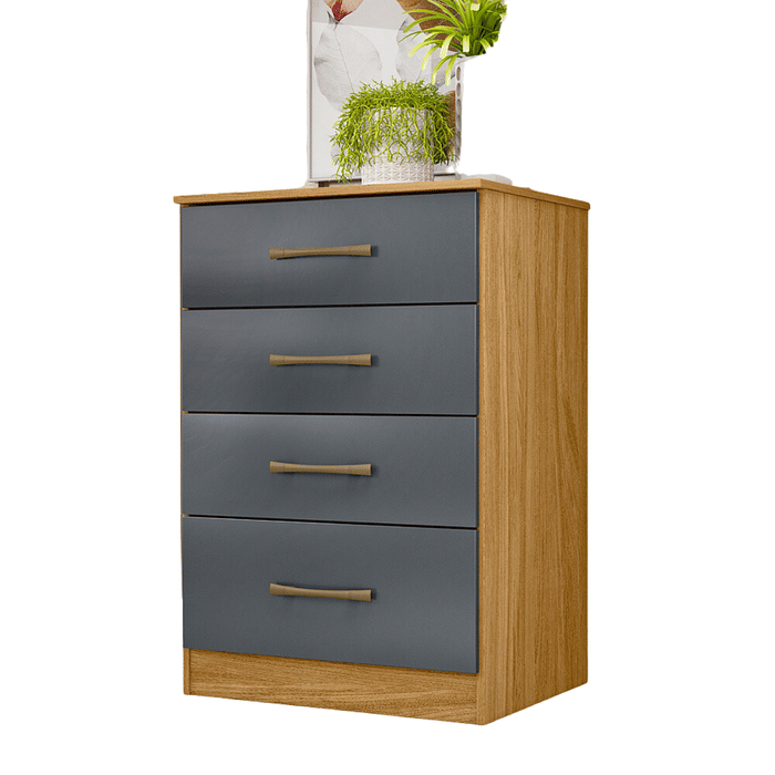 Cômoda para Quarto Com 4 Gavetas Moval MS913 Freijó/Cinza
