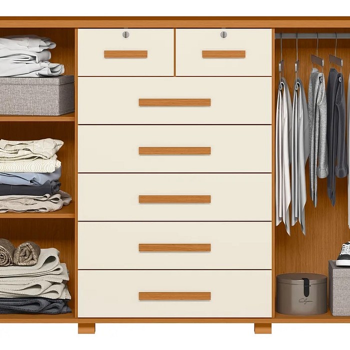 Cômoda 7 Gavetas 2 Portas Albatroz Fontana - Cinamomo/Off White