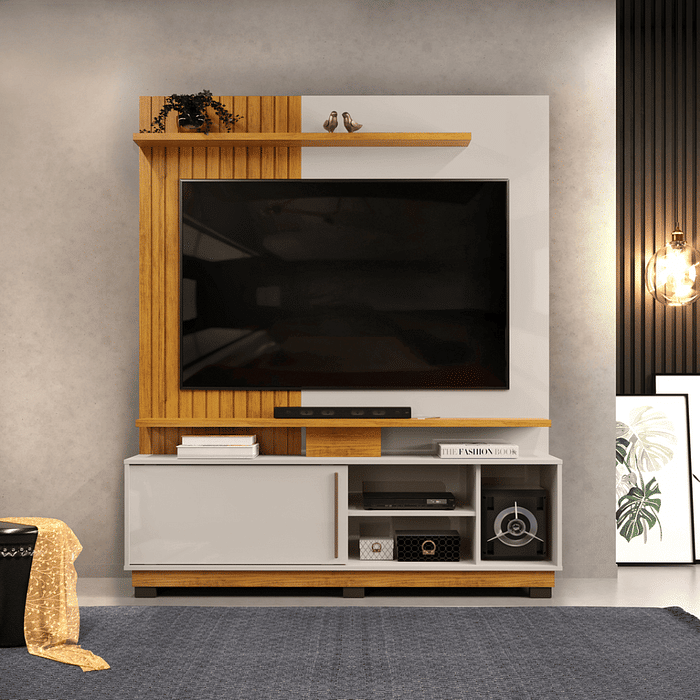 Estante Home para TV até 55 Polegadas DJ Móveis Atenas Cedro/Bali